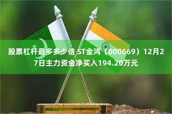 股票杠杆最多多少倍 ST金鸿（000669）12月27日主力资金净买入194.20万元